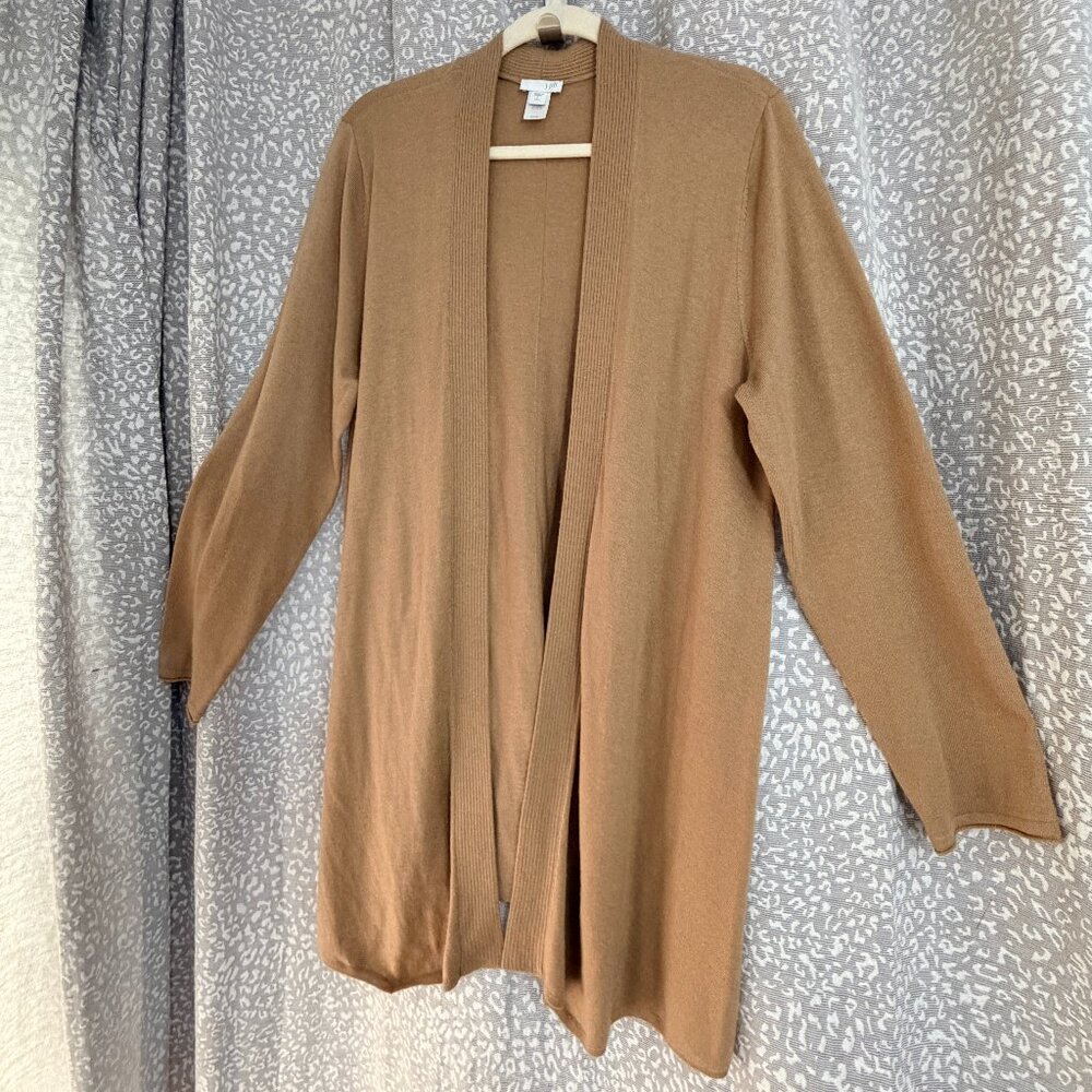 J.Jill Open Front Long Cardigan Tan/Khaki - Size Large Tall